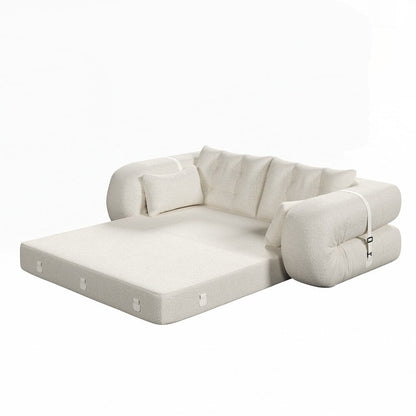 3-in-1 Teddy Fabric Foam-Filled Sleeper Sofa Bed