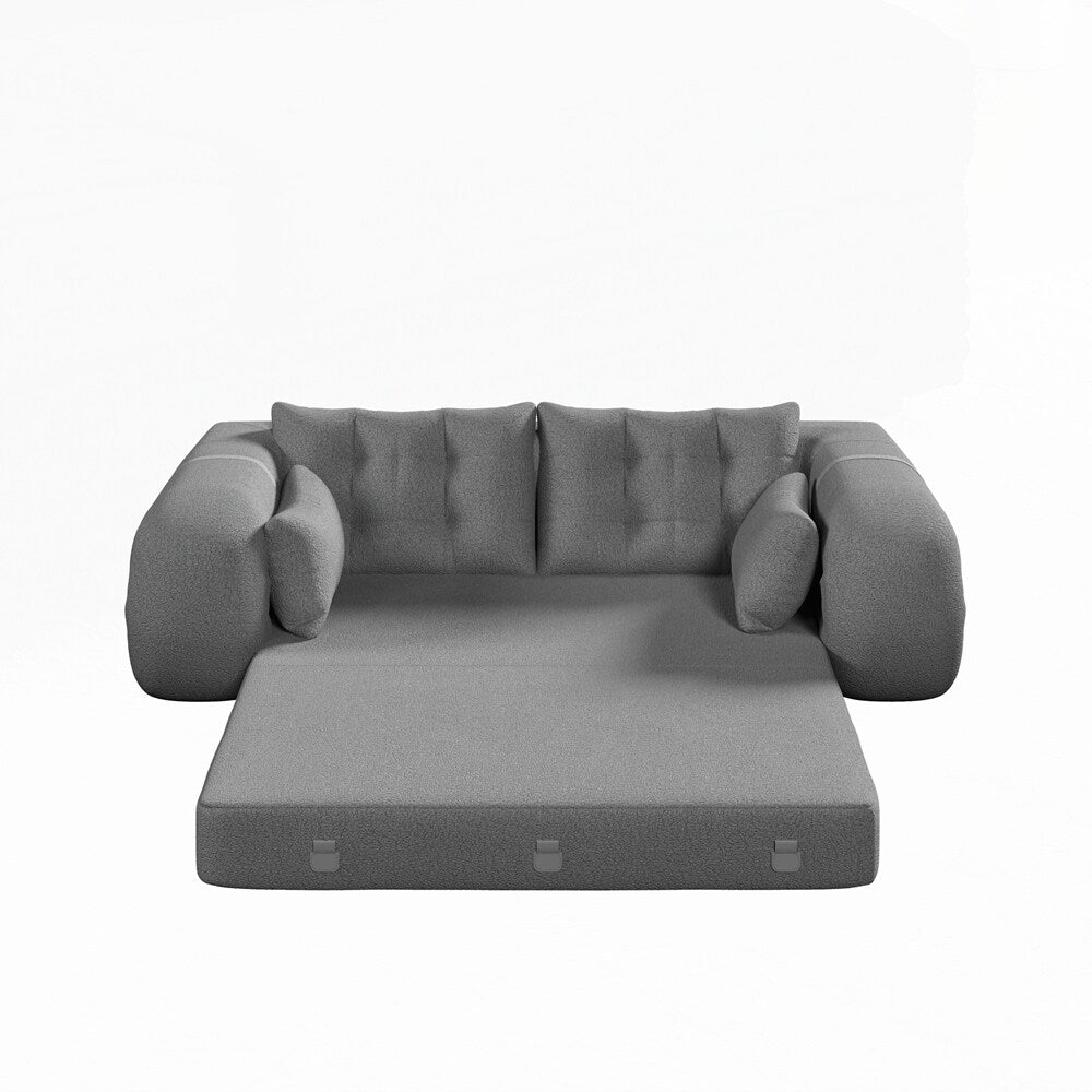 3-in-1 Teddy Fabric Foam-Filled Sleeper Sofa Bed