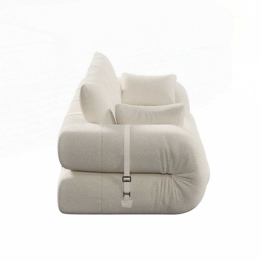 3-in-1 Teddy Fabric Foam-Filled Sleeper Sofa Bed