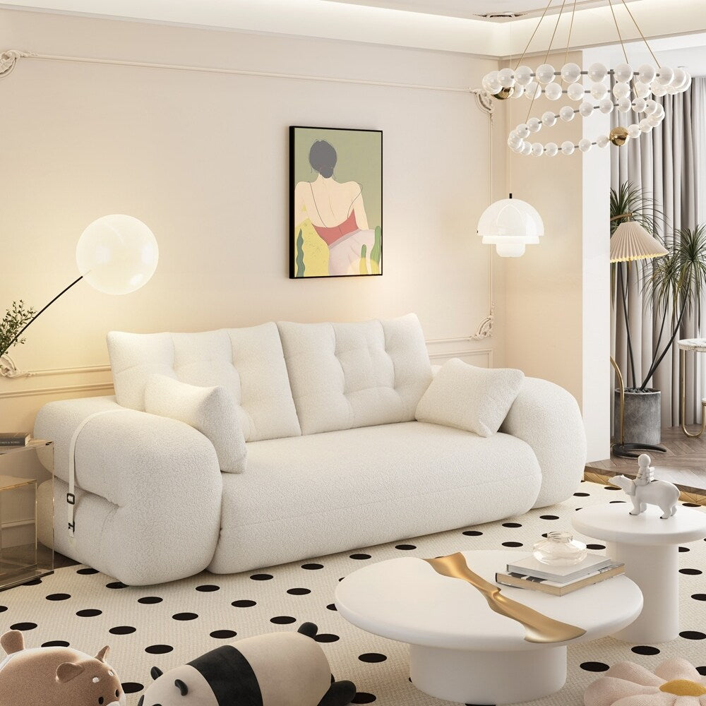 3-in-1 Teddy Fabric Foam-Filled Sleeper Sofa Bed