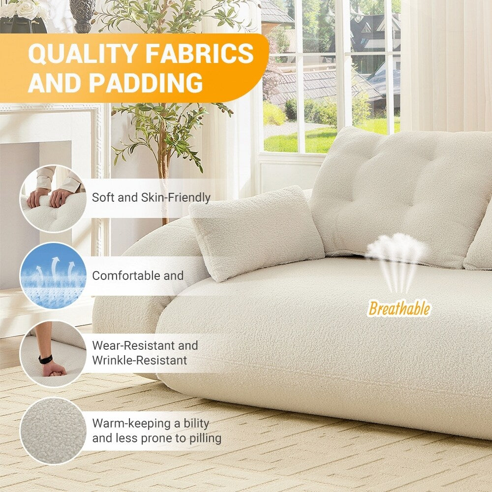 3-in-1 Teddy Fabric Foam-Filled Sleeper Sofa Bed