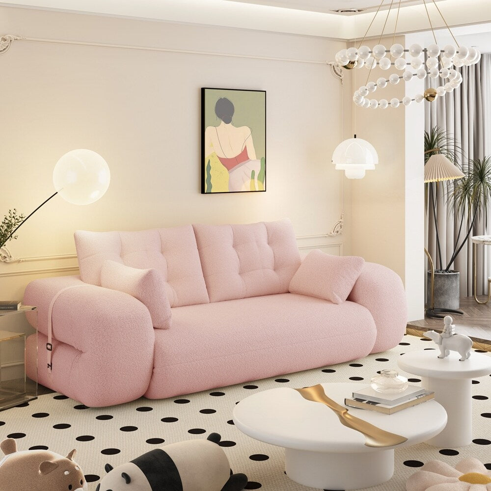 3-in-1 Teddy Fabric Foam-Filled Sleeper Sofa Bed