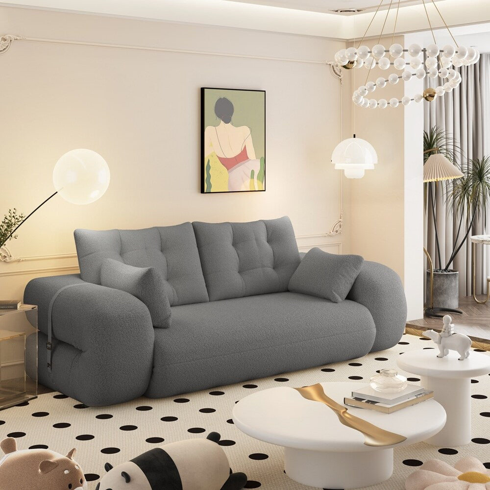 3-in-1 Teddy Fabric Foam-Filled Sleeper Sofa Bed