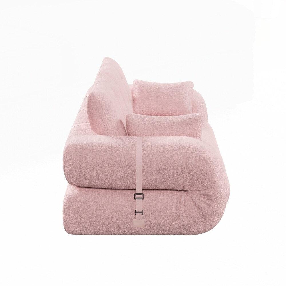 3-in-1 Teddy Fabric Foam-Filled Sleeper Sofa Bed