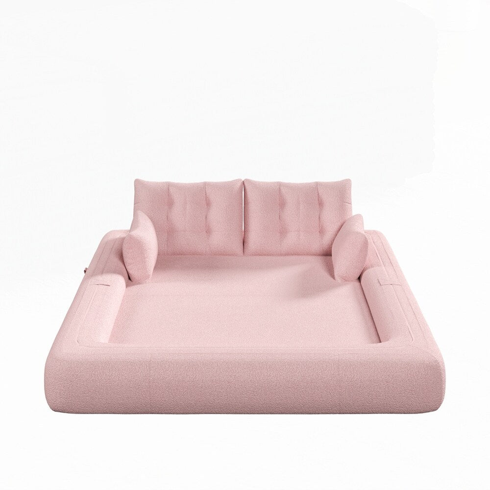 3-in-1 Teddy Fabric Foam-Filled Sleeper Sofa Bed