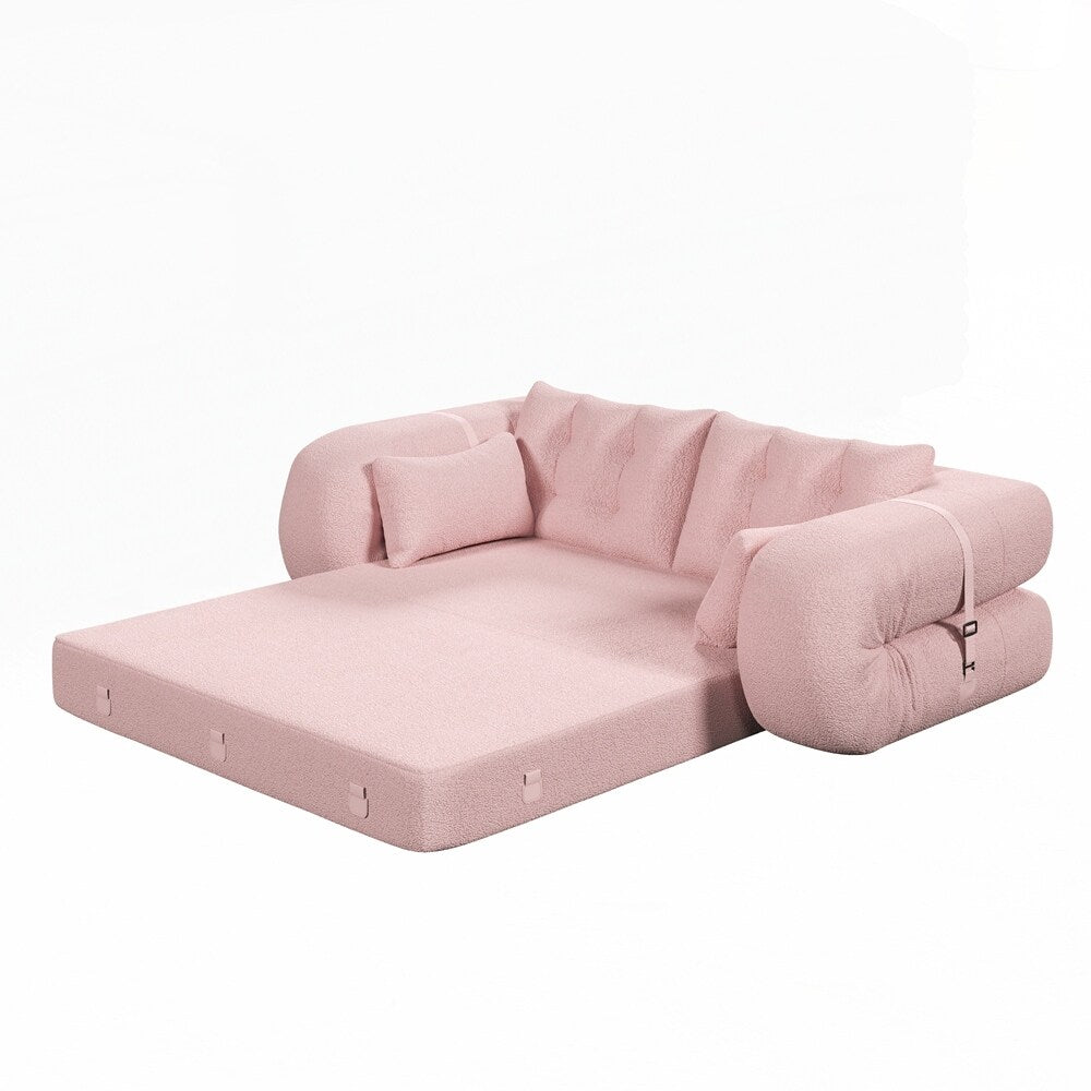 3-in-1 Teddy Fabric Foam-Filled Sleeper Sofa Bed