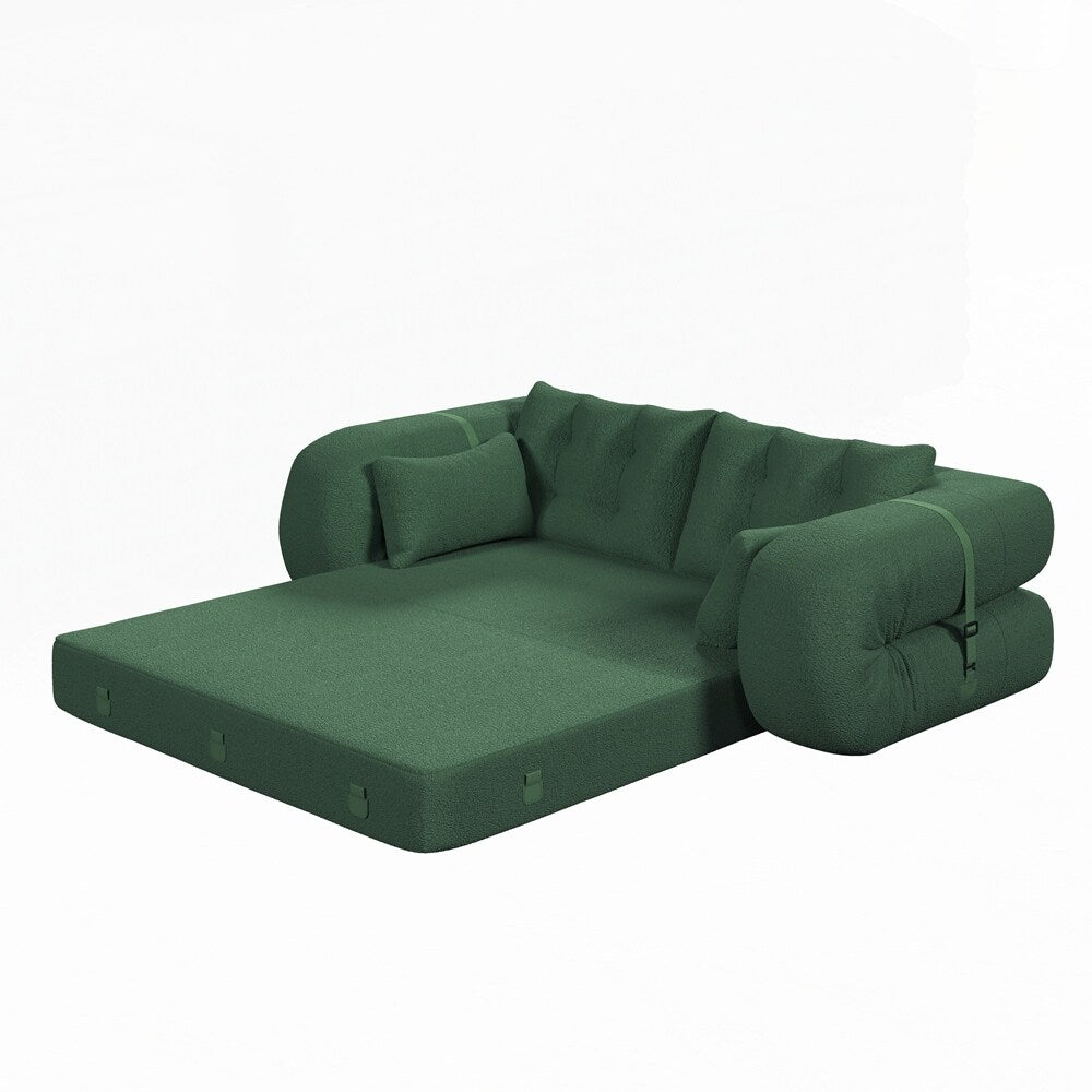 3-in-1 Teddy Fabric Foam-Filled Sleeper Sofa Bed