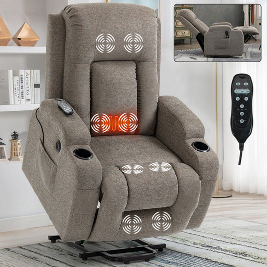 Power Lift Recliner Elderly Infinite 8 Massage Heat USB Cup Holders