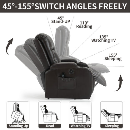 Power Lift Recliner Elderly Infinite 8 Massage Heat USB Cup Holders