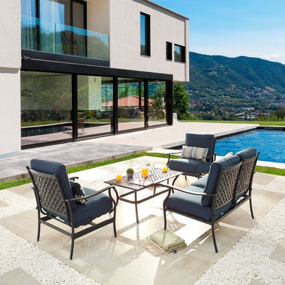 Patio Festival 4-Piece Metal Outdoor Loveseat Conversation Set