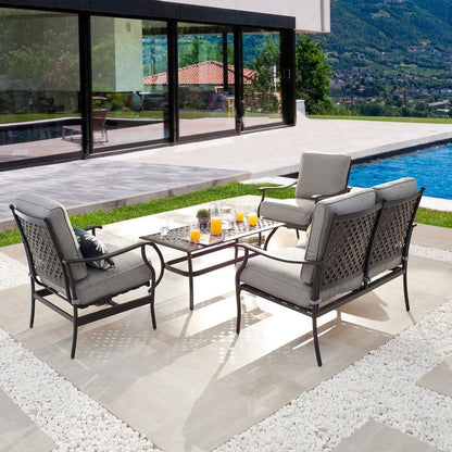 Patio Festival 4-Piece Metal Outdoor Loveseat Conversation Set