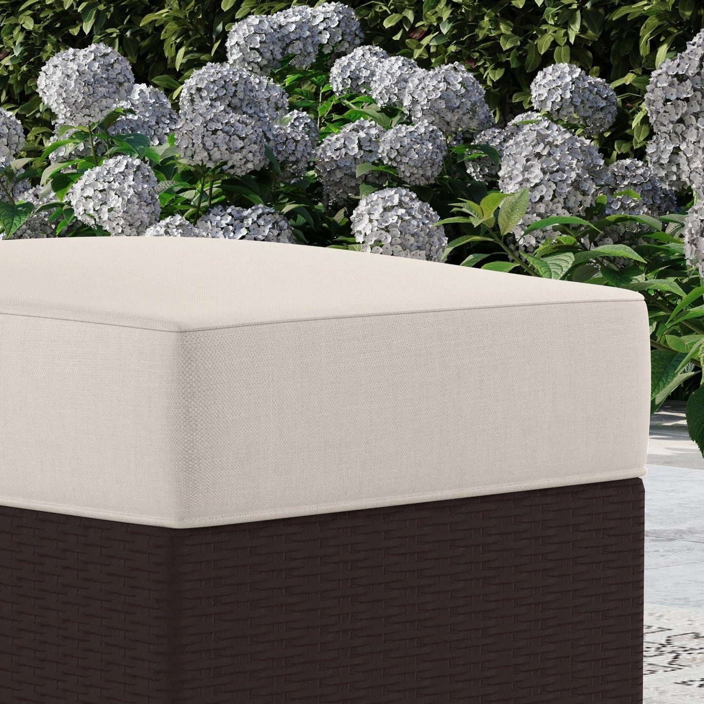 4-Piece Palm Springs Outdoor Rattan Armchair and Ottoman Set with Cushions by Homestyles