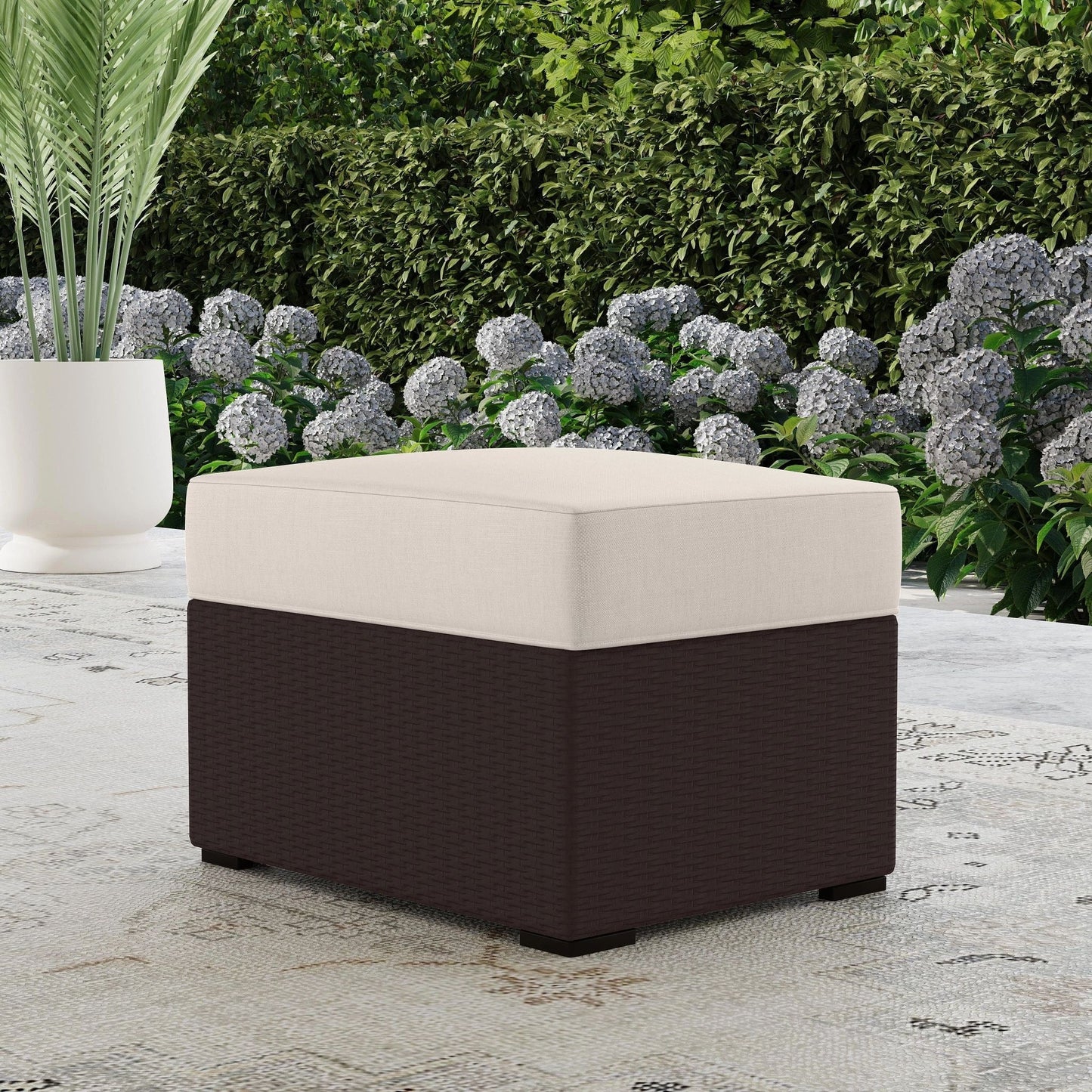 4-Piece Palm Springs Outdoor Rattan Armchair and Ottoman Set with Cushions by Homestyles