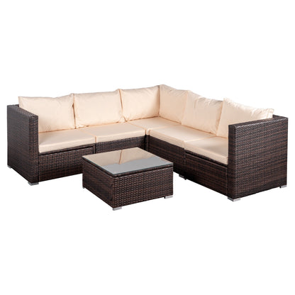 4-Piece Patio Conversation Set Patio Furniture Set With Thick Cushions,Outdoor Sectional Sofa Outdoor Wicker Sofa W Coffee Table