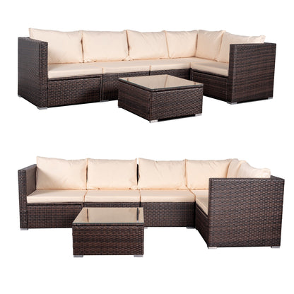4-Piece Patio Conversation Set Patio Furniture Set With Thick Cushions,Outdoor Sectional Sofa Outdoor Wicker Sofa W Coffee Table