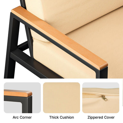 4-Piece Solid Wood Outdoor Patio Lounge Set with Removable Cushion Covers