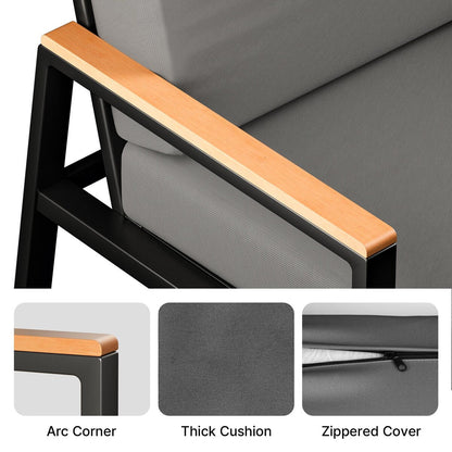 4-Piece Solid Wood Outdoor Patio Lounge Set with Removable Cushion Covers