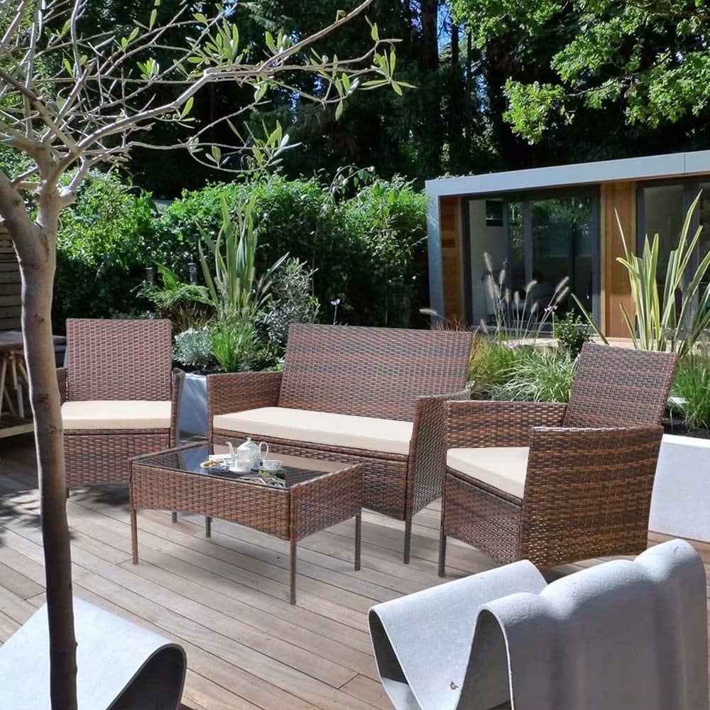 Homall PE Rattan 4-piece Outdoor Patio Set