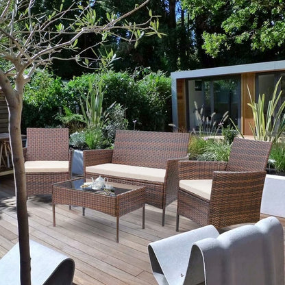 Homall PE Rattan 4-piece Outdoor Patio Set