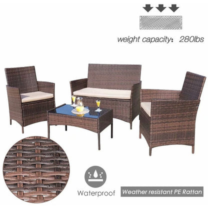 Homall PE Rattan 4-piece Outdoor Patio Set