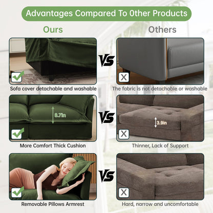 4-Seater Chenille Sofa with Removable Cover for Living Room