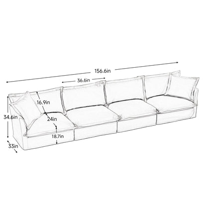 4-Seater Chenille Sofa with Removable Cover for Living Room