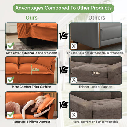 4-Seater Chenille Sofa with Removable Cover for Living Room