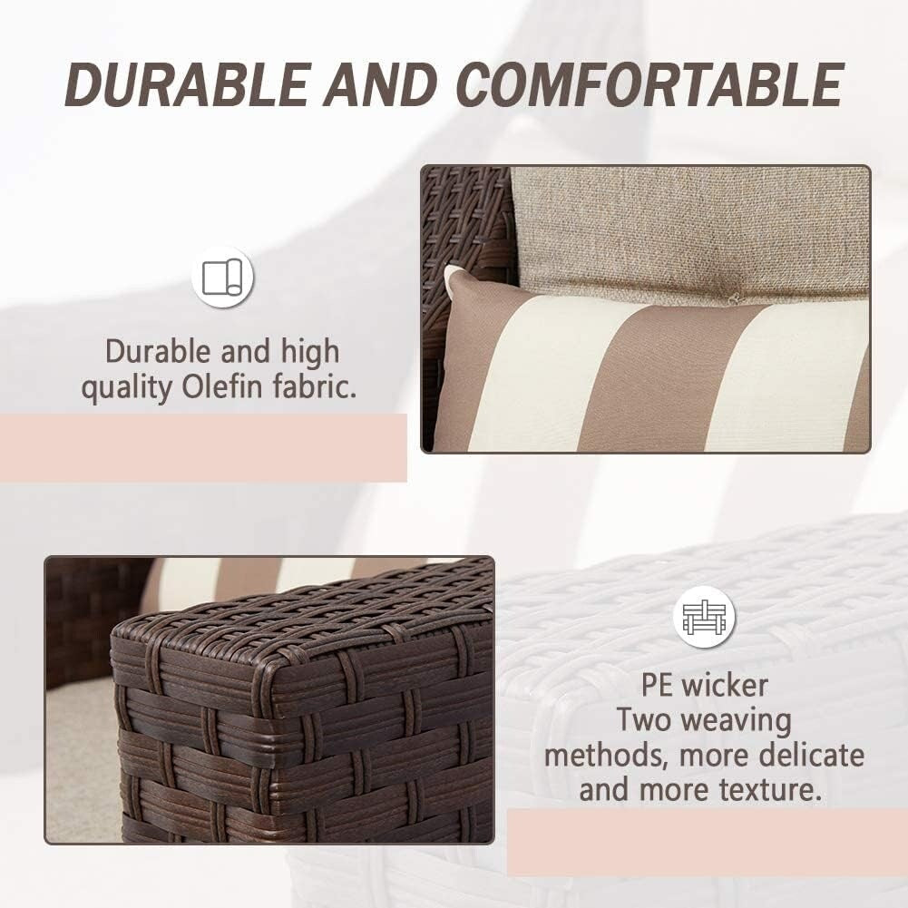 4-piece/5-piece Outdoor Patio Wicker Lounge Chair Conversation Set with Coffee Table and Cushions