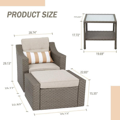 4-piece/5-piece Outdoor Patio Wicker Lounge Chair Conversation Set with Coffee Table and Cushions