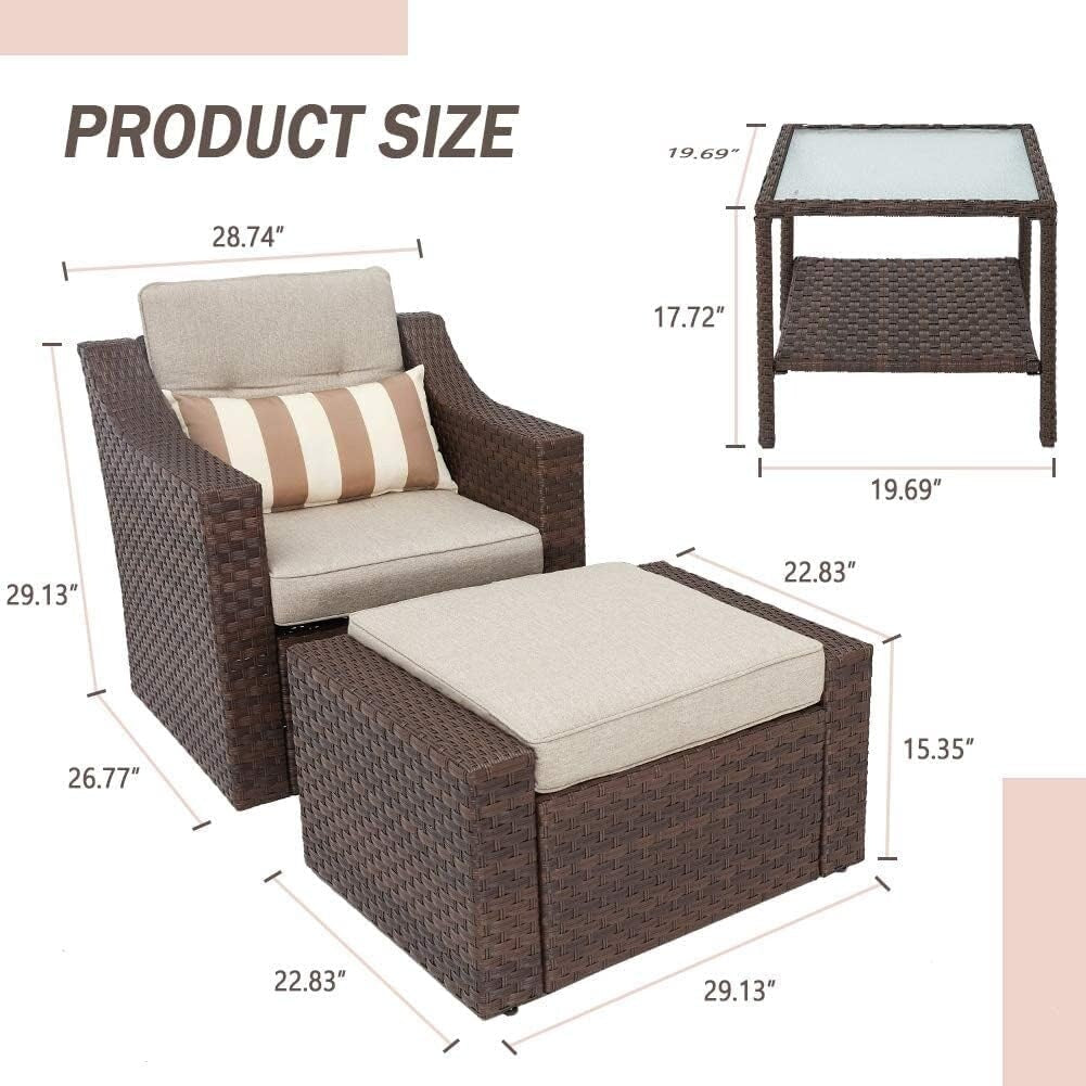 4-piece/5-piece Outdoor Patio Wicker Lounge Chair Conversation Set with Coffee Table and Cushions