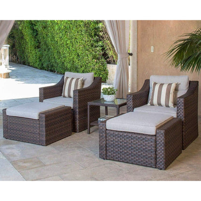4-piece/5-piece Outdoor Patio Wicker Lounge Chair Conversation Set with Coffee Table and Cushions