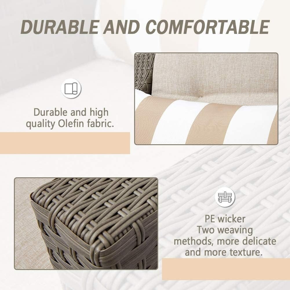 4-piece/5-piece Outdoor Patio Wicker Lounge Chair Conversation Set with Coffee Table and Cushions