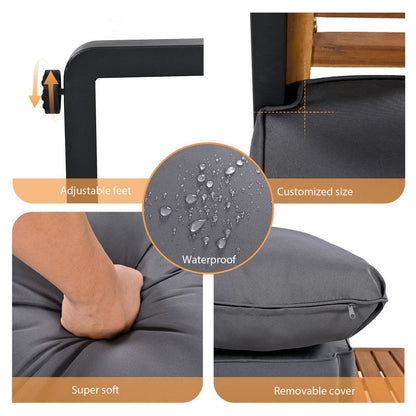 4-pieces Outdoor Furniture Conversation Set, Garden Sofa Set With Removable Cushion