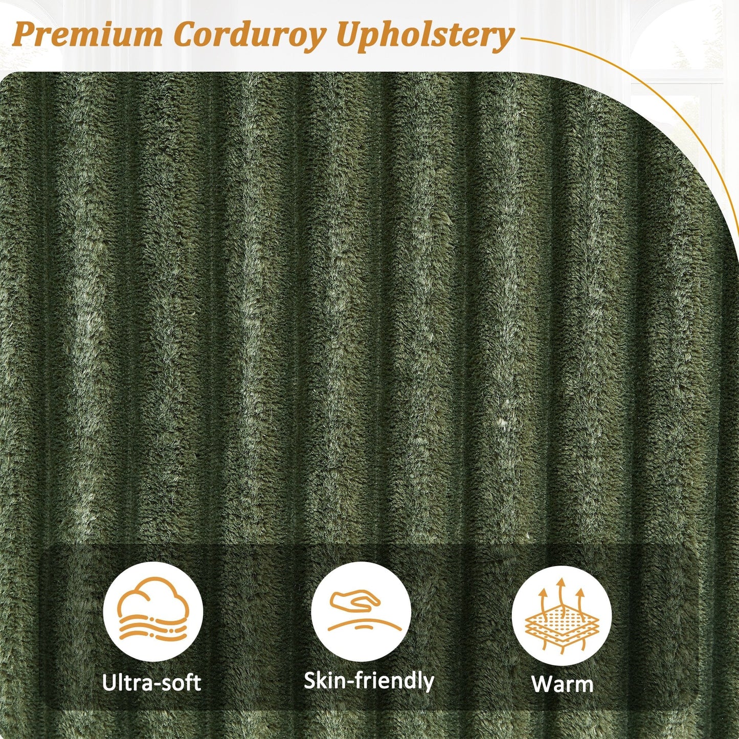 4-seater Corduroy Sofa Couch 133 Modern Sofa with USB Ports, Hidden Storage Arms, Flip-Top Cup Holders for Living Room
