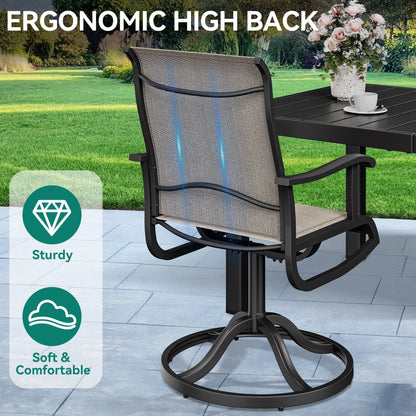 5/7/9 PCS Outdoor Dining Sets with 28W Textilene Swivel Chairs, Table