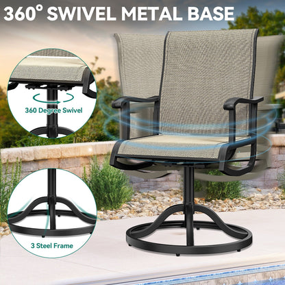 5/7/9 PCS Outdoor Dining Sets with 28W Textilene Swivel Chairs, Table