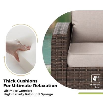 5/9-Seat Patio Furniture Wicker Rattan Outdoor Deep Seating Sectional Sofa Large Conversation Set