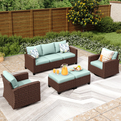 5/9-Seat Patio Furniture Wicker Rattan Outdoor Deep Seating Sectional Sofa Large Conversation Set