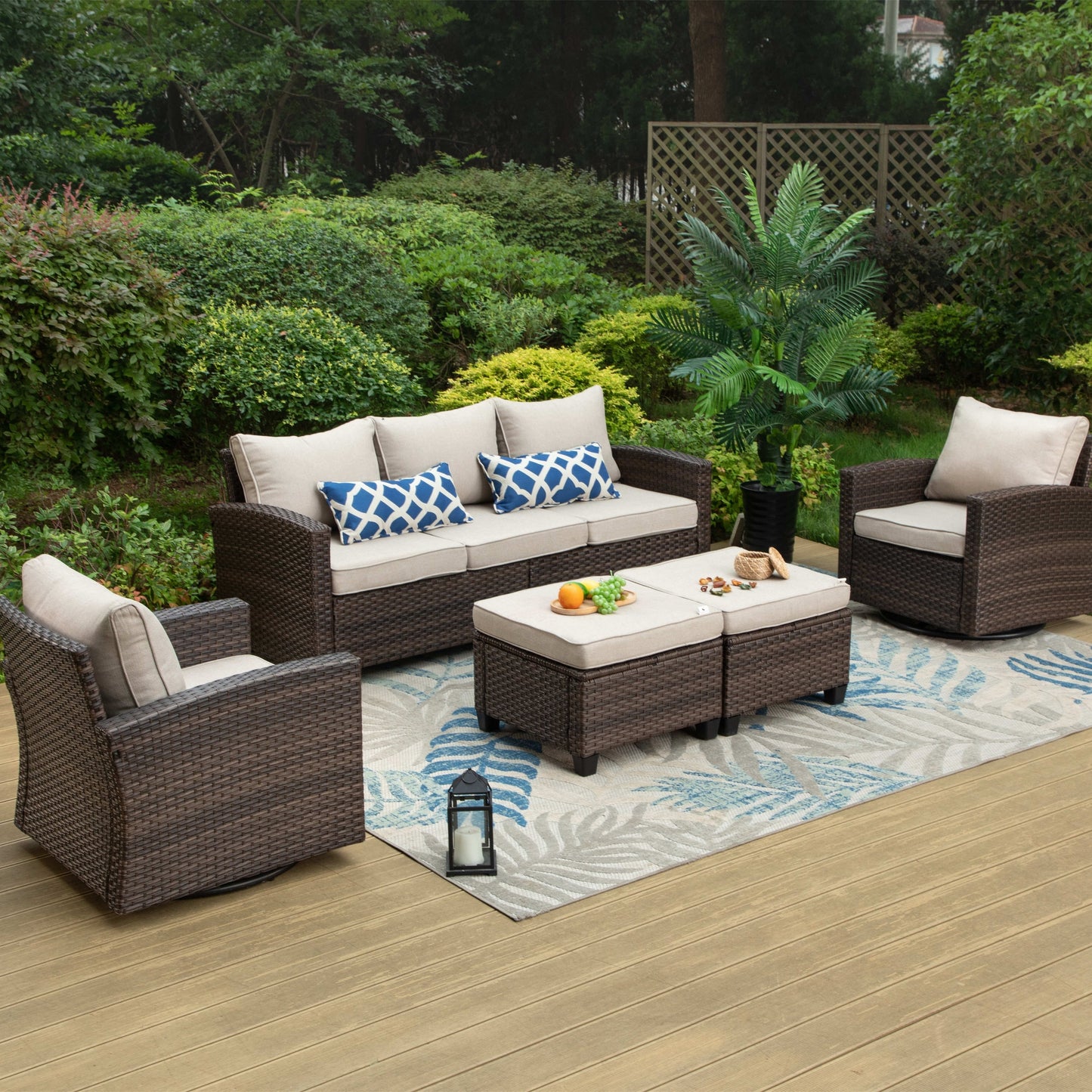 5/9-Seat Patio Furniture Wicker Rattan Outdoor Deep Seating Sectional Sofa Large Conversation Set