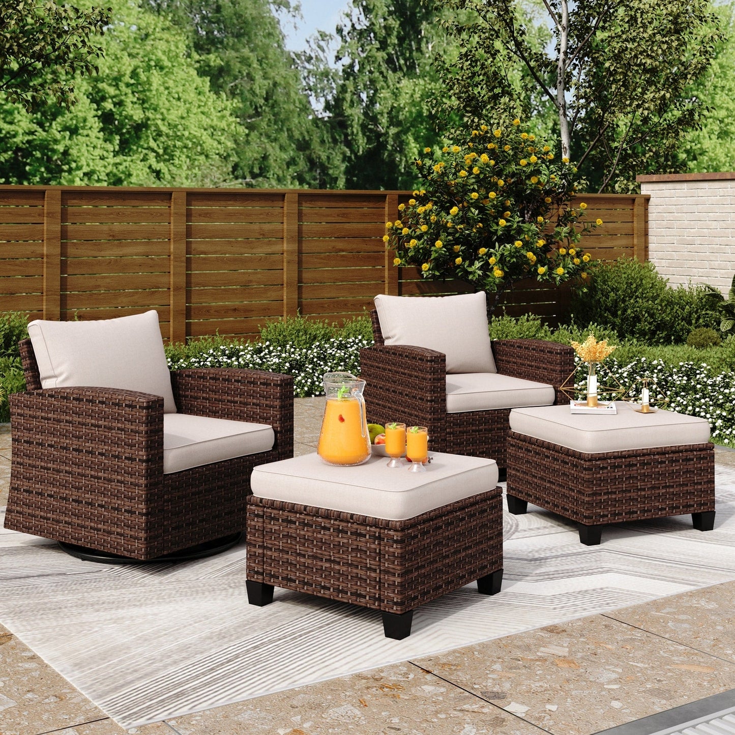 5/9-Seat Patio Furniture Wicker Rattan Outdoor Deep Seating Sectional Sofa Large Conversation Set