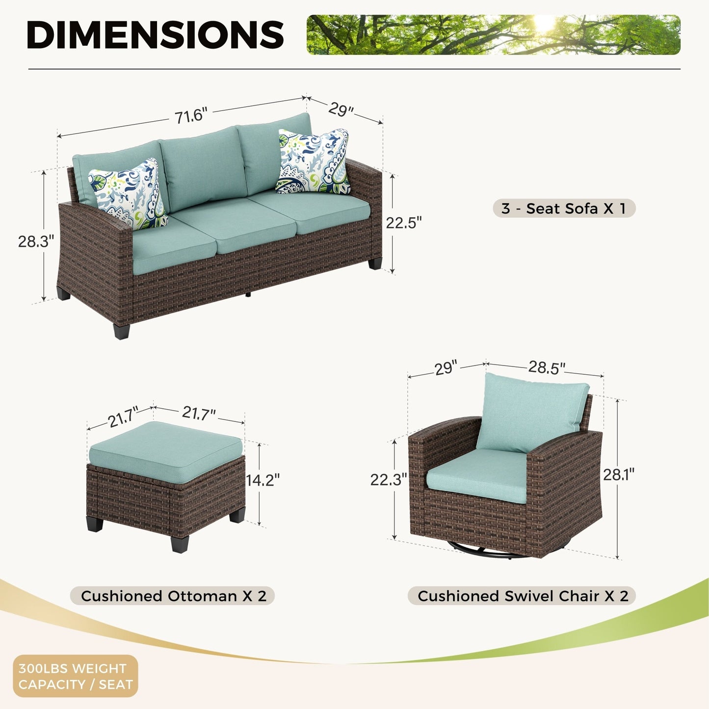 5/9-Seat Patio Furniture Wicker Rattan Outdoor Deep Seating Sectional Sofa Large Conversation Set