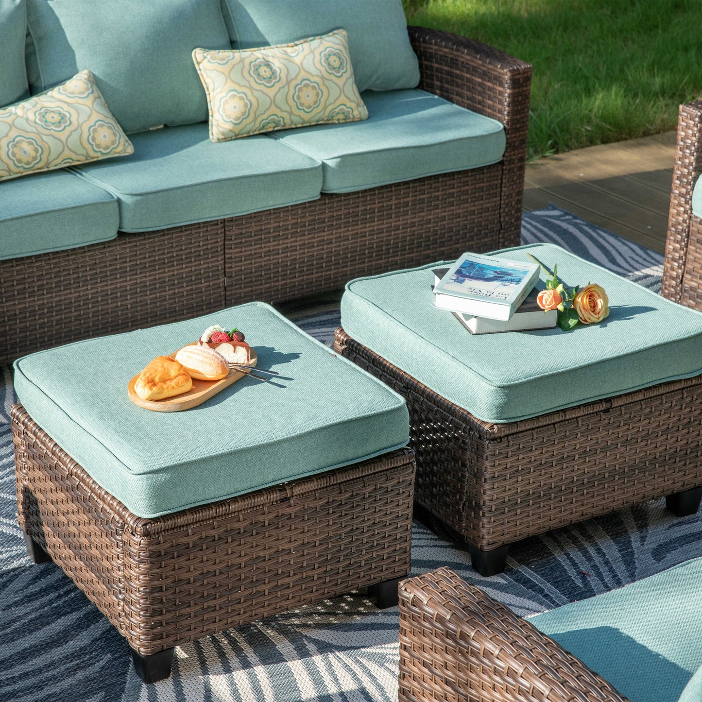 5/9-Seat Patio Furniture Wicker Rattan Outdoor Deep Seating Sectional Sofa Large Conversation Set
