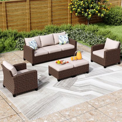 5/9-Seat Patio Furniture Wicker Rattan Outdoor Deep Seating Sectional Sofa Large Conversation Set