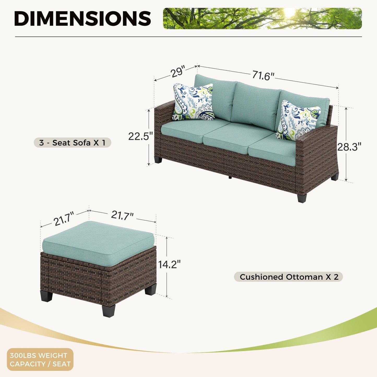 5/9-Seat Patio Furniture Wicker Rattan Outdoor Deep Seating Sectional Sofa Large Conversation Set