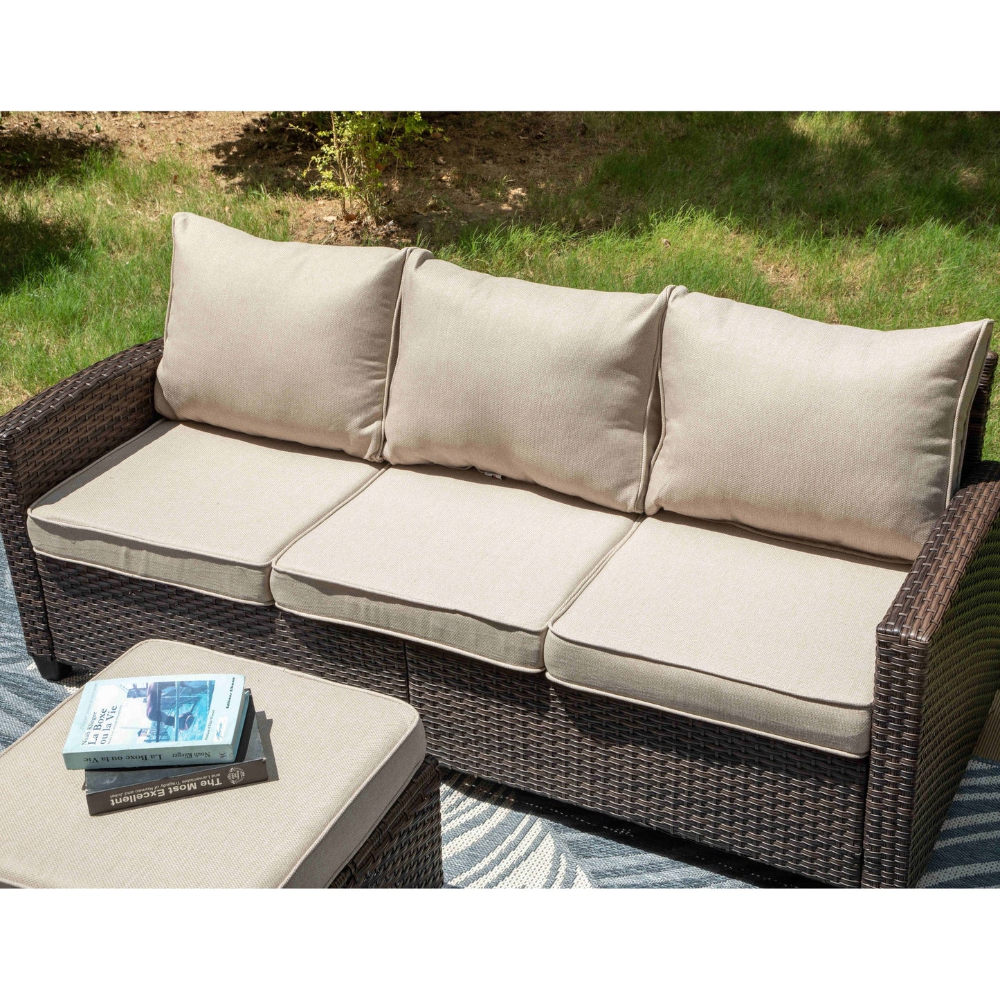 5/9-Seat Patio Furniture Wicker Rattan Outdoor Deep Seating Sectional Sofa Large Conversation Set