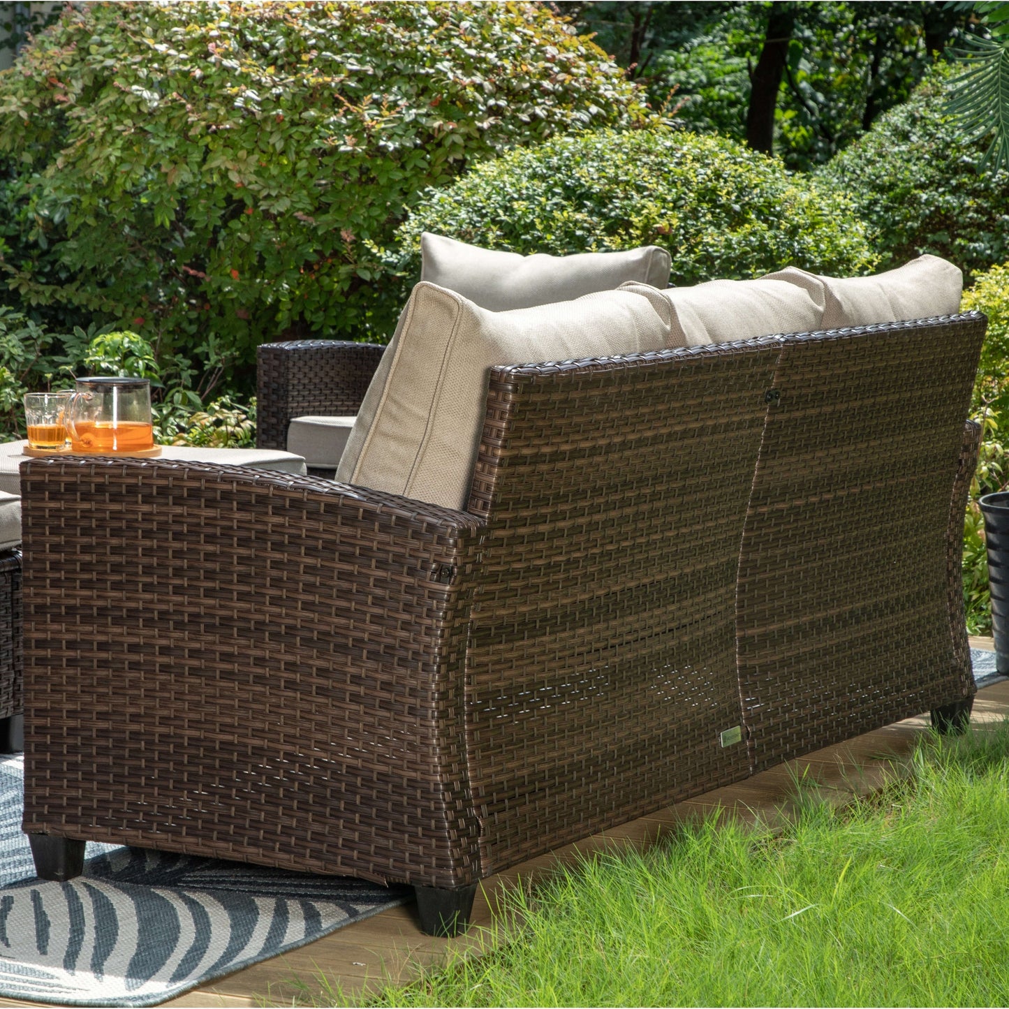 5/9-Seat Patio Furniture Wicker Rattan Outdoor Deep Seating Sectional Sofa Large Conversation Set