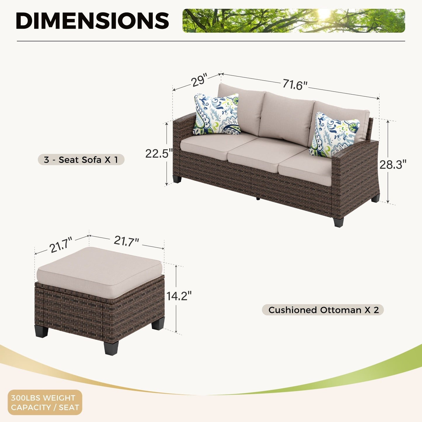 5/9-Seat Patio Furniture Wicker Rattan Outdoor Deep Seating Sectional Sofa Large Conversation Set
