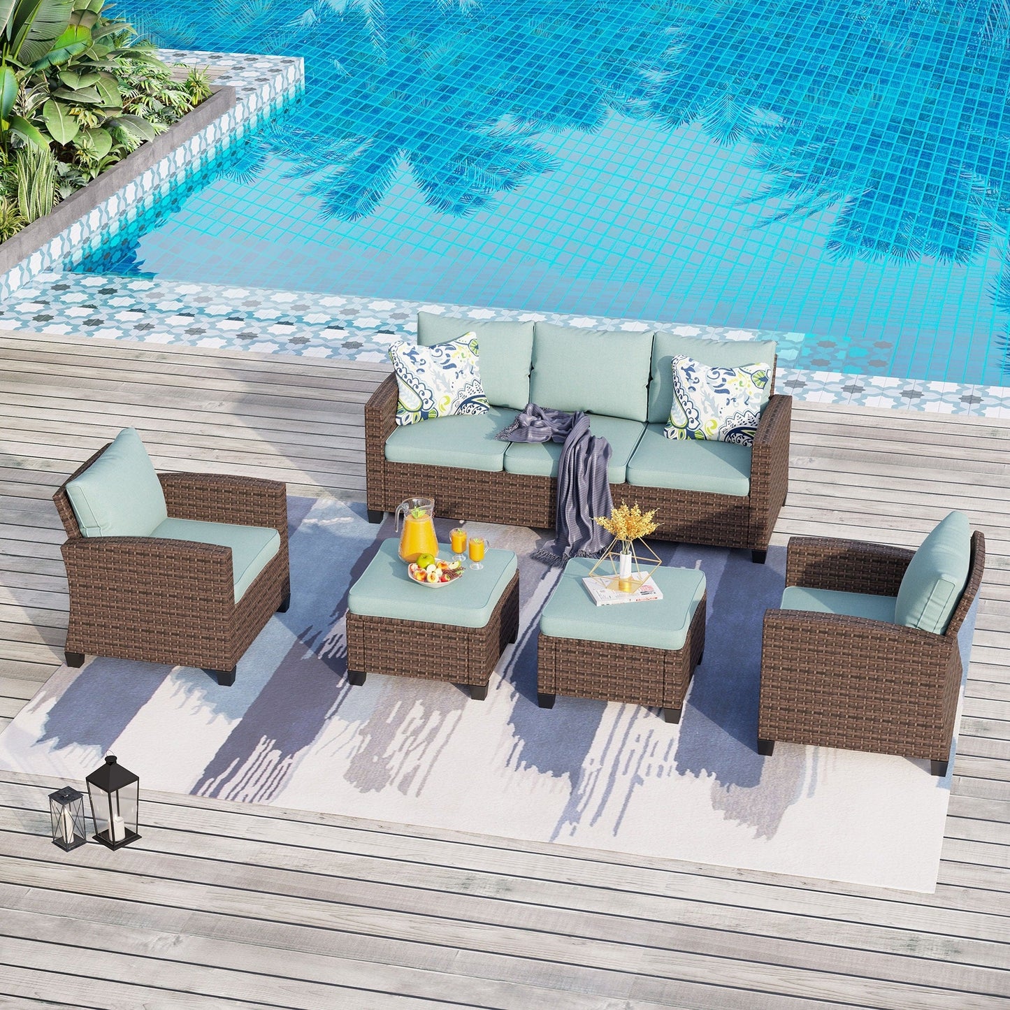 5/9-Seat Patio Furniture Wicker Rattan Outdoor Deep Seating Sectional Sofa Large Conversation Set
