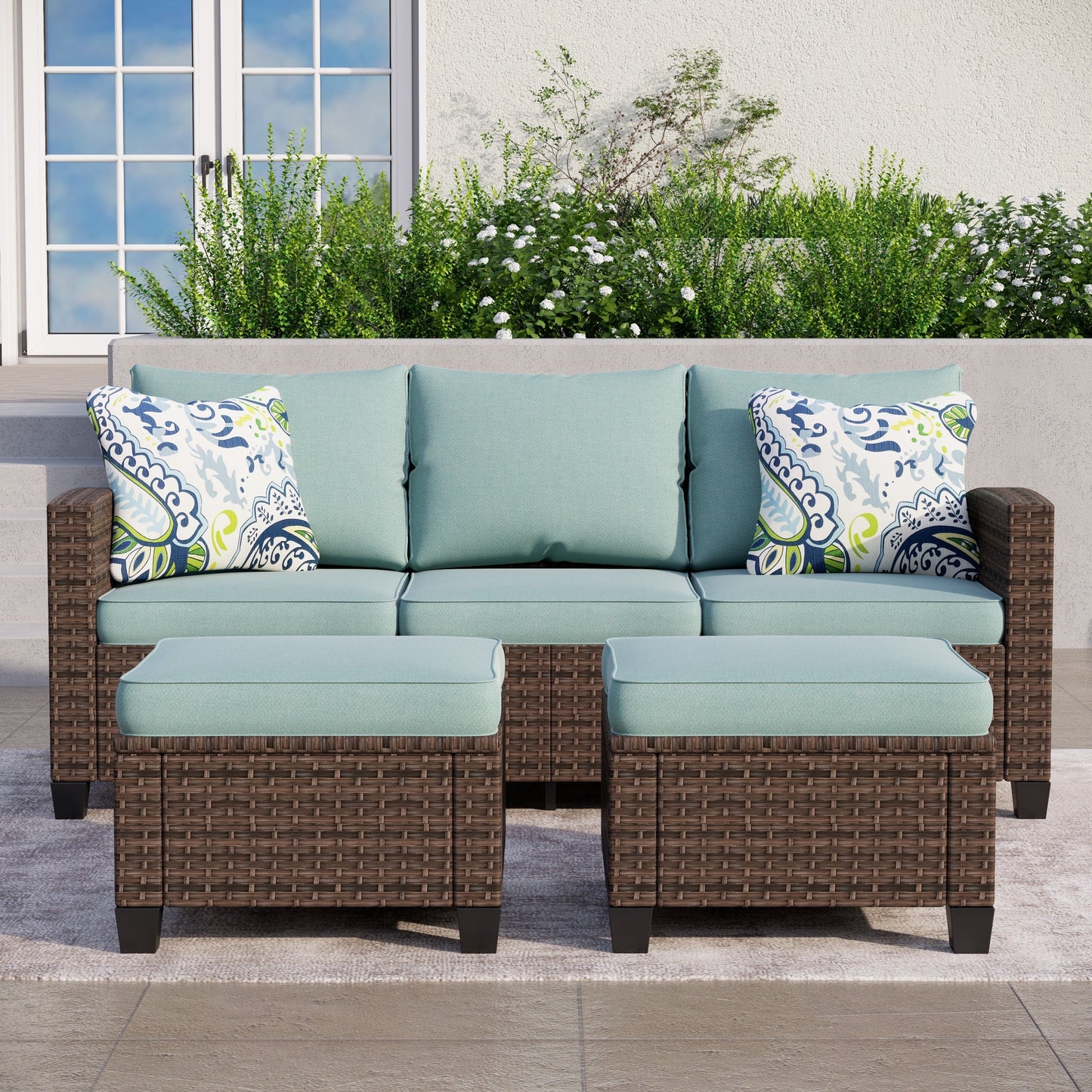 5/9-Seat Patio Furniture Wicker Rattan Outdoor Deep Seating Sectional Sofa Large Conversation Set