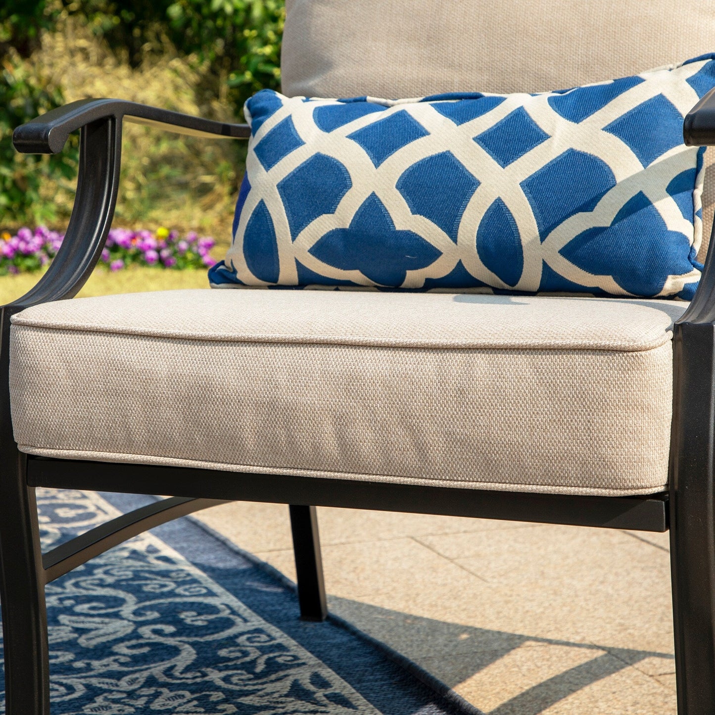 MAISON ARTS Patio Conversation Sets 5/7/9-Seat, Sofa Set with 2 Single Sofa Chairs, 3-Seater Sofa, Ottoman and Coffee Table